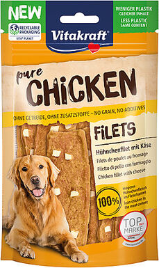 Vitakraft - Friandises Pure Chicken Filets + Dés de Fromage pour Chiens - 80g