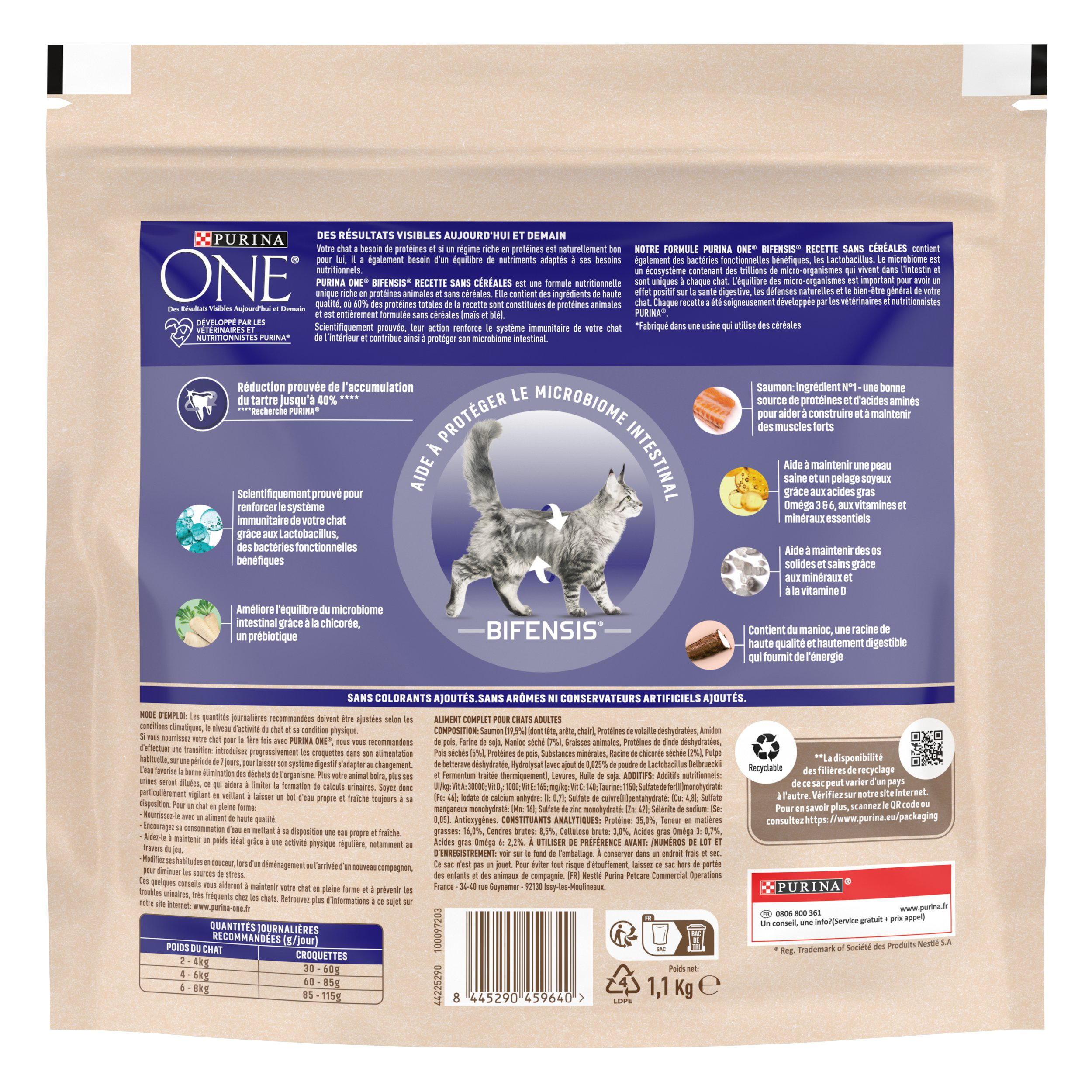 Purina One - Croquettes Adulte Sans C&eacute;r&eacute;ales Saumon pour chats adultes - 1,1kg Image num&eacute;ro 4