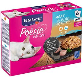 Vitakraft - Multipack Poésie Délice en Gelée Viande et Poisson pour Chats - 6x85g