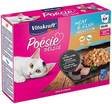 Vitakraft - Multipack Poésie Délice en Gelée Viande et Poisson pour Chats - 6x85g