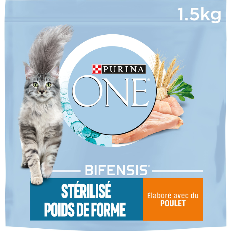 Purina One - Croquettes Stérilisé Poids de forme au Poulet pour chats  adultes - 1,5Kg image number null