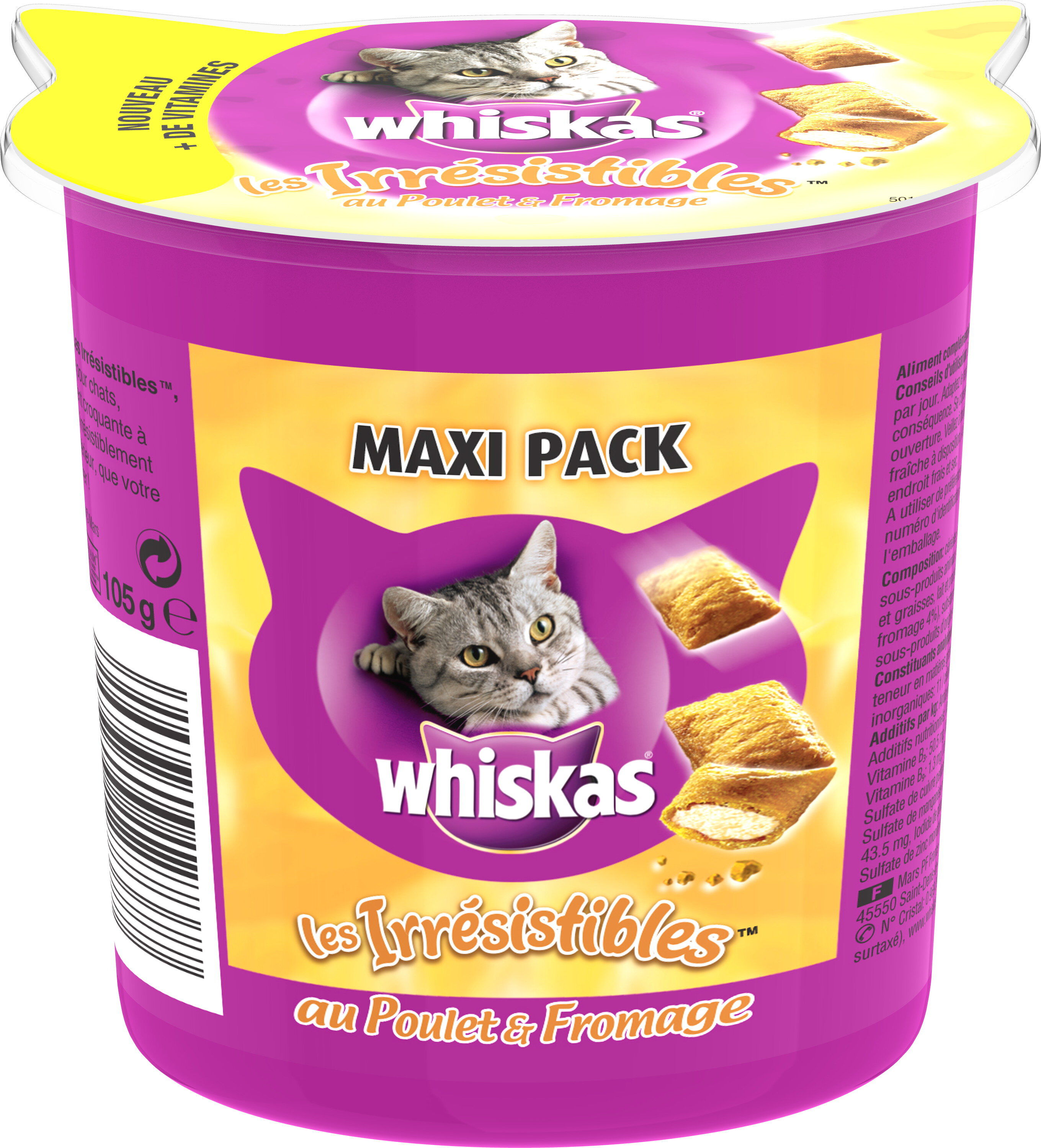 Whiskas - Friandises Les Irr&eacute;sistibles au Poulet et Fromage pour Chat - 105g Image num&eacute;ro 1