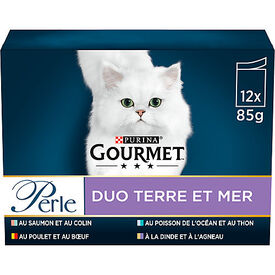 GOURMET - Sachets fraîcheurs PERLE Duo Terre et Mer pour chats - 12x85g
