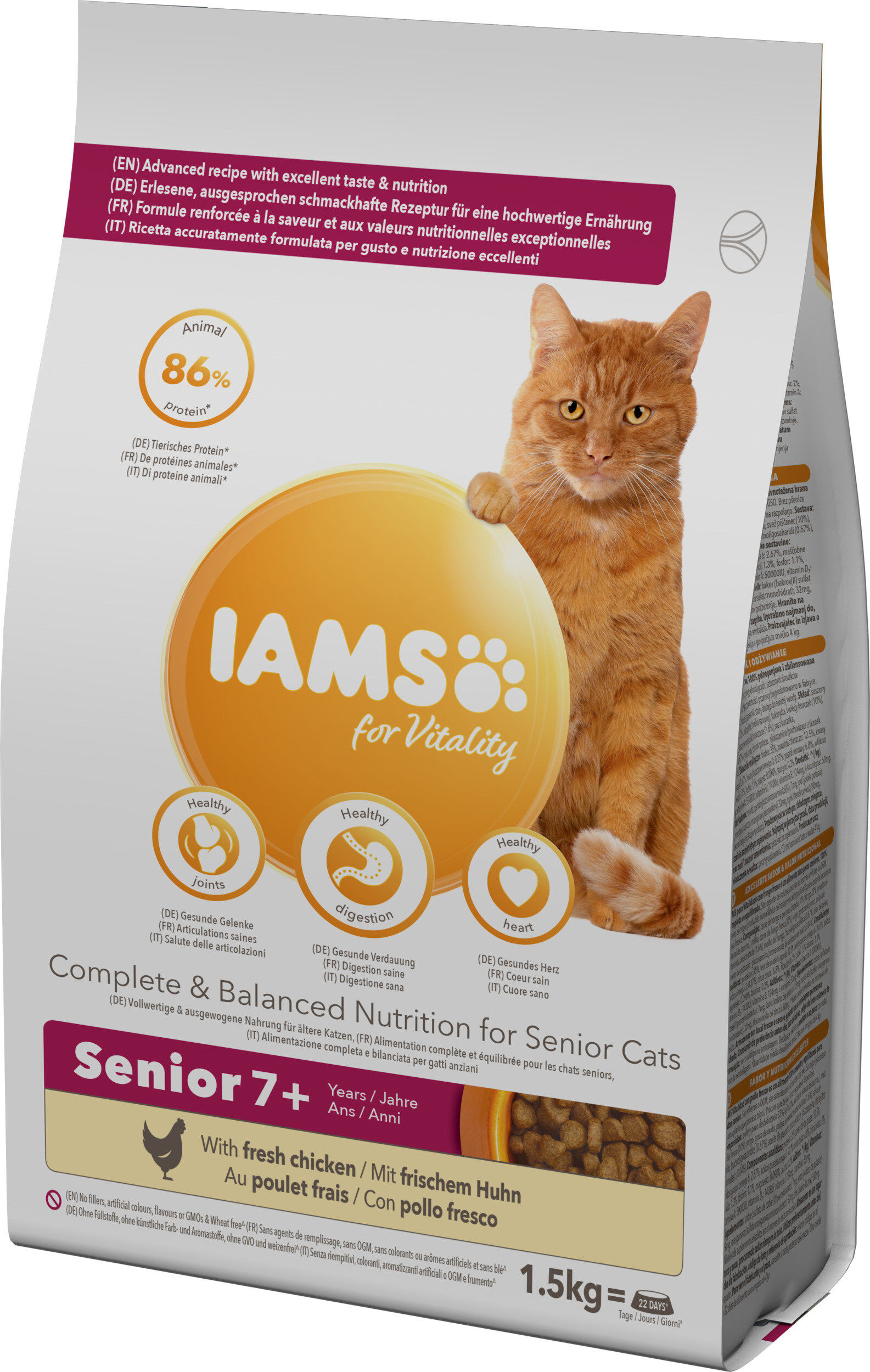 Iams - Croquettes Vitality Chat Senior Au poulet frais - 1,5kg Image num&eacute;ro 1