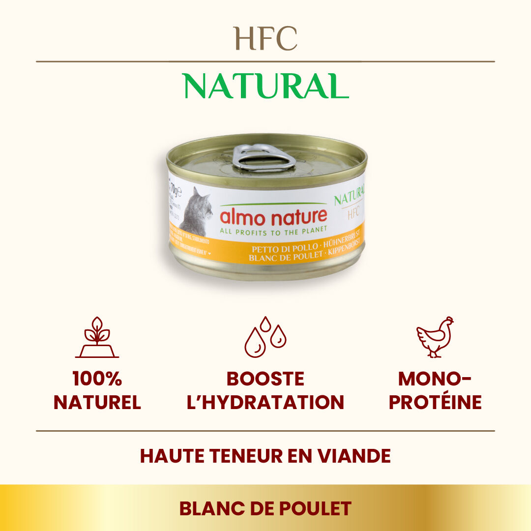 Almo Nature - P&acirc;t&eacute;e en Bo&icirc;te HFC Natural Blanc de Poulet pour Chat - 70g Image num&eacute;ro 3