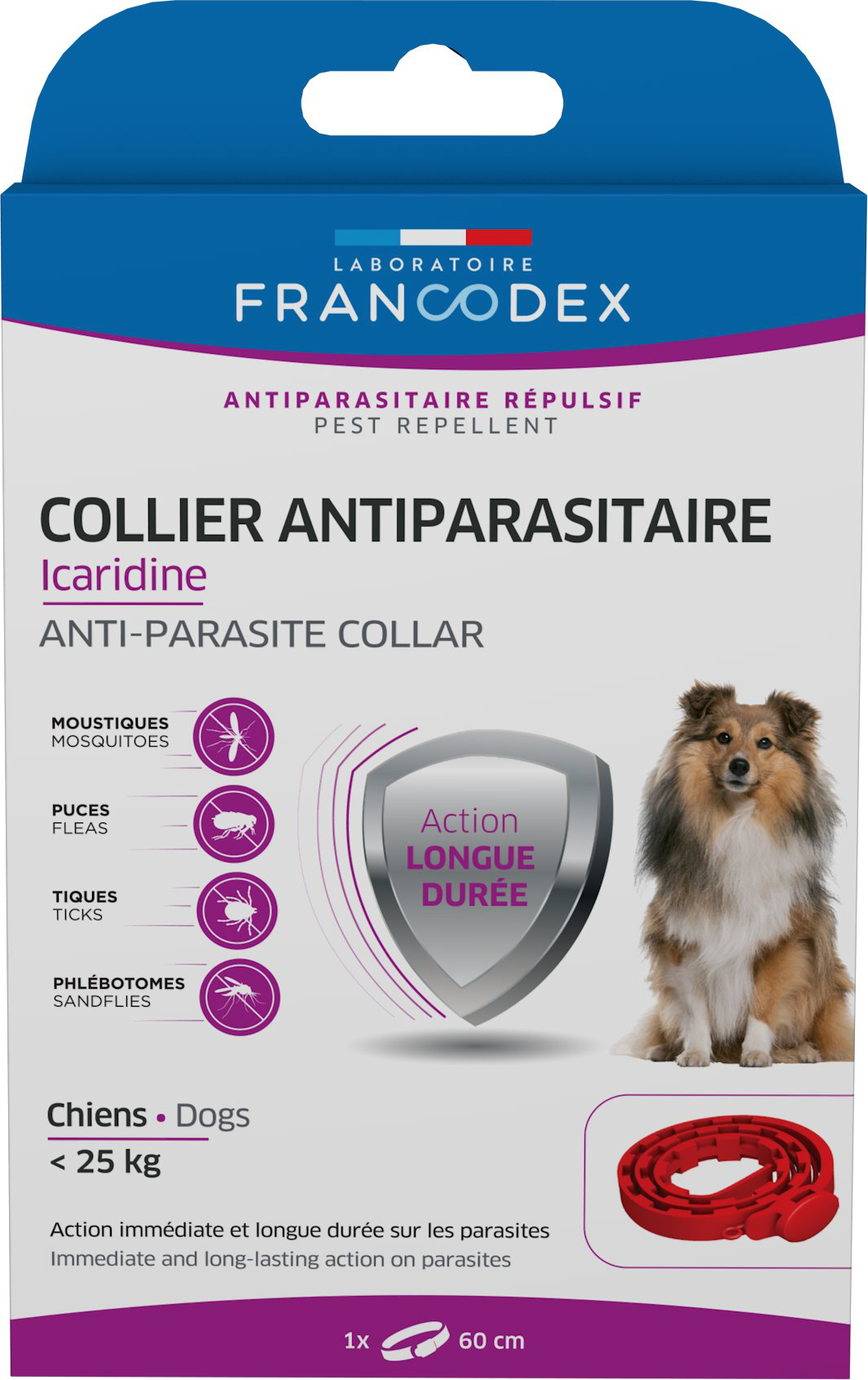 Francodex - Collier Antiparasitaire Icardine pour Petits et Moyens Chiens - Rouge Image num&eacute;ro 1