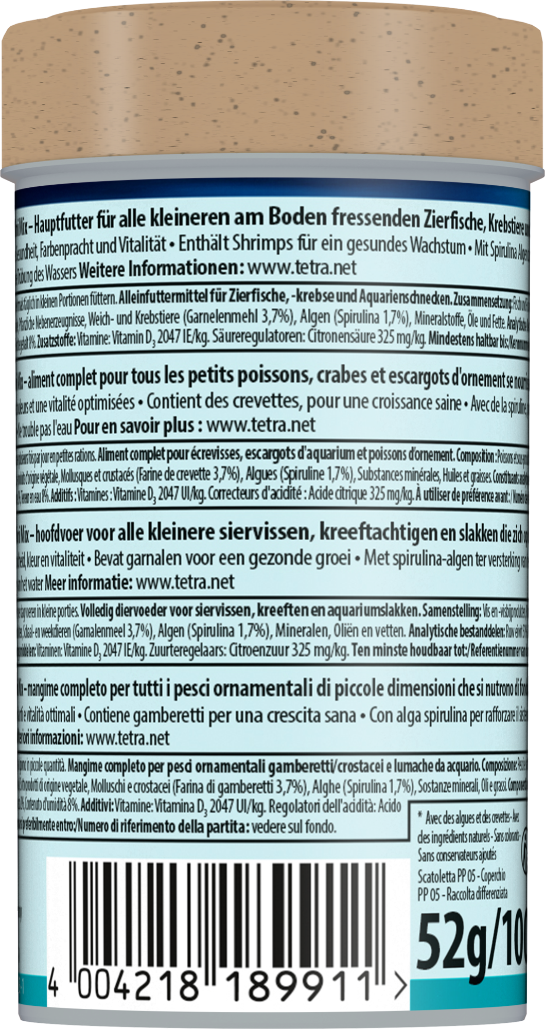 Tetra - Aliment Complet TetraWafer Mini Mix pour Poissons de Fond et Crustac&eacute;s - 100ml Image num&eacute;ro 4