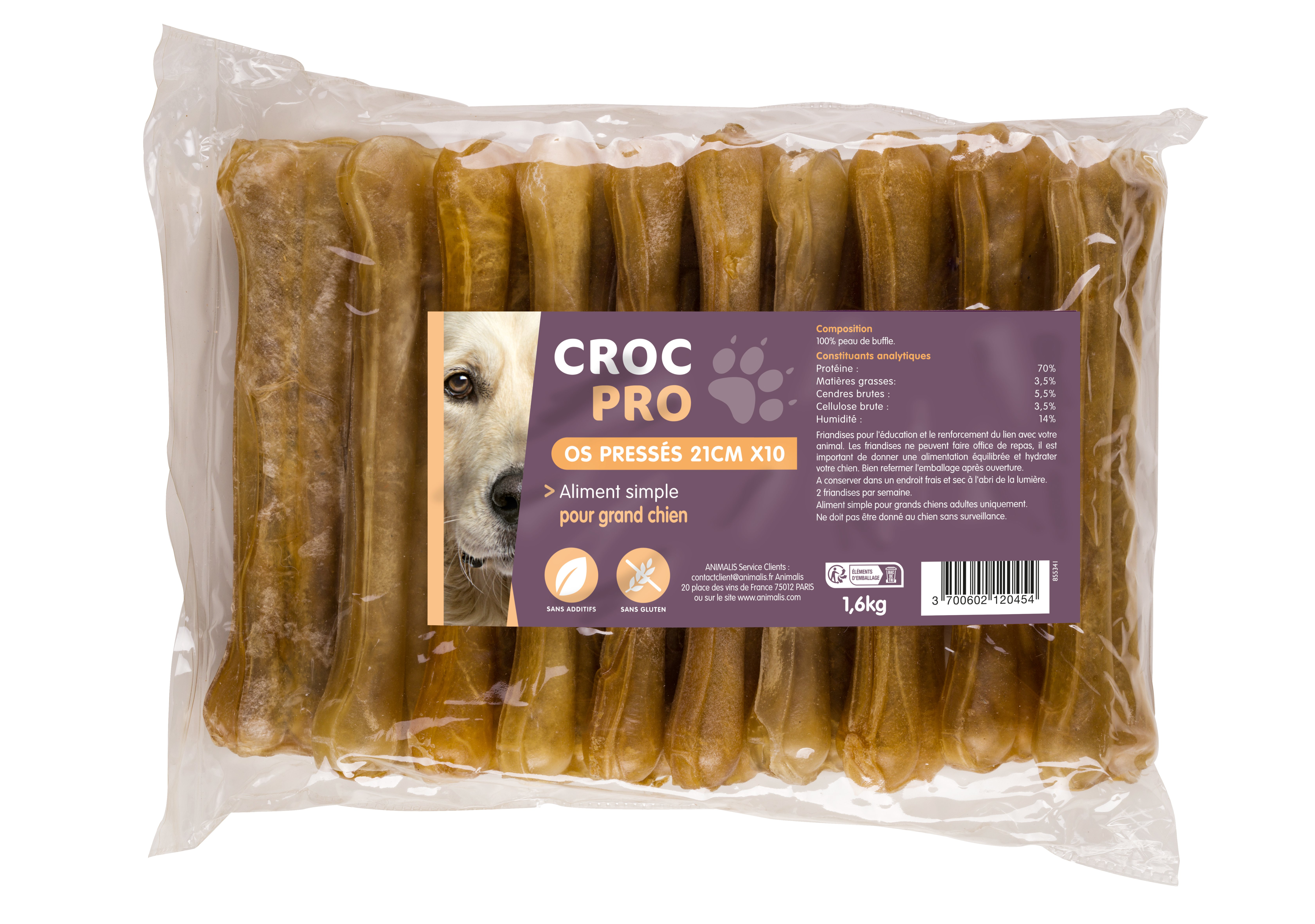Croc Pro - Os Press&eacute;s &agrave; M&acirc;cher 21cm pour Chiens - x10 Image num&eacute;ro 2