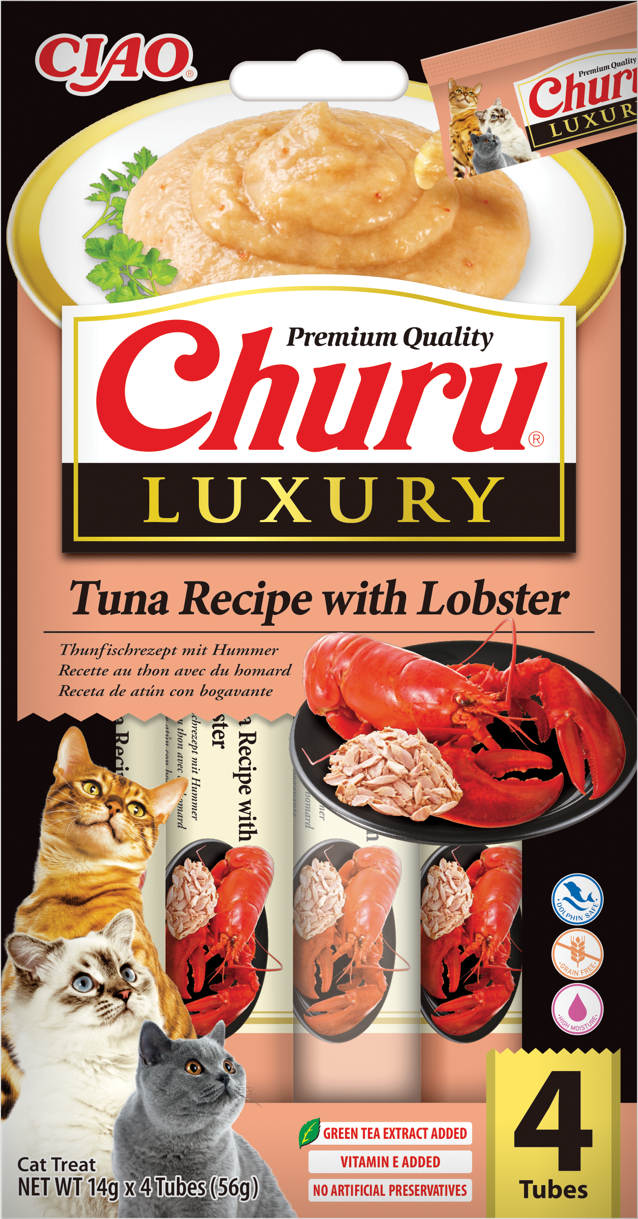 Inaba - Friandises Cr&eacute;meuses Churu LUXURY au Thon et Homard pour Chats - 4x14g Image num&eacute;ro 1
