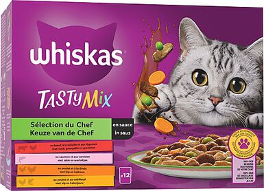 Whiskas - Sachets Tasty Mix en Sauce à la Viande et aux Poissons pour Chat - 12x85g