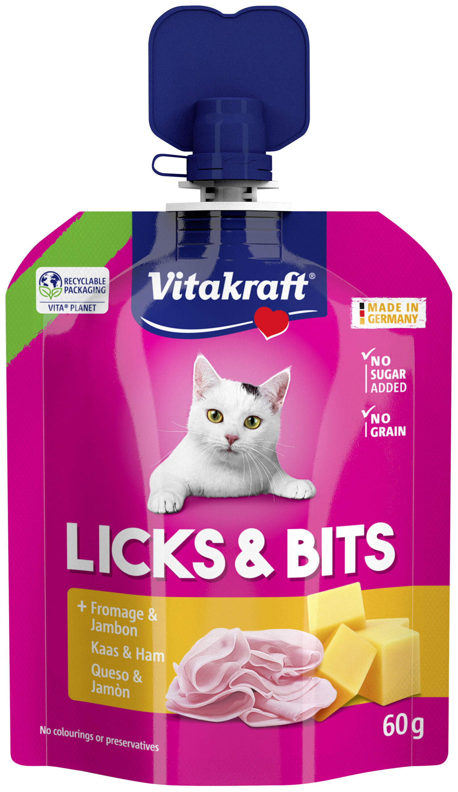 Vitakraft - Friandises Licks & Bits Fromage & Jambon pour Chats - 60g Image num&eacute;ro 1