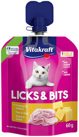 Vitakraft - Friandises Licks & Bits Fromage & Jambon pour Chats - 60g