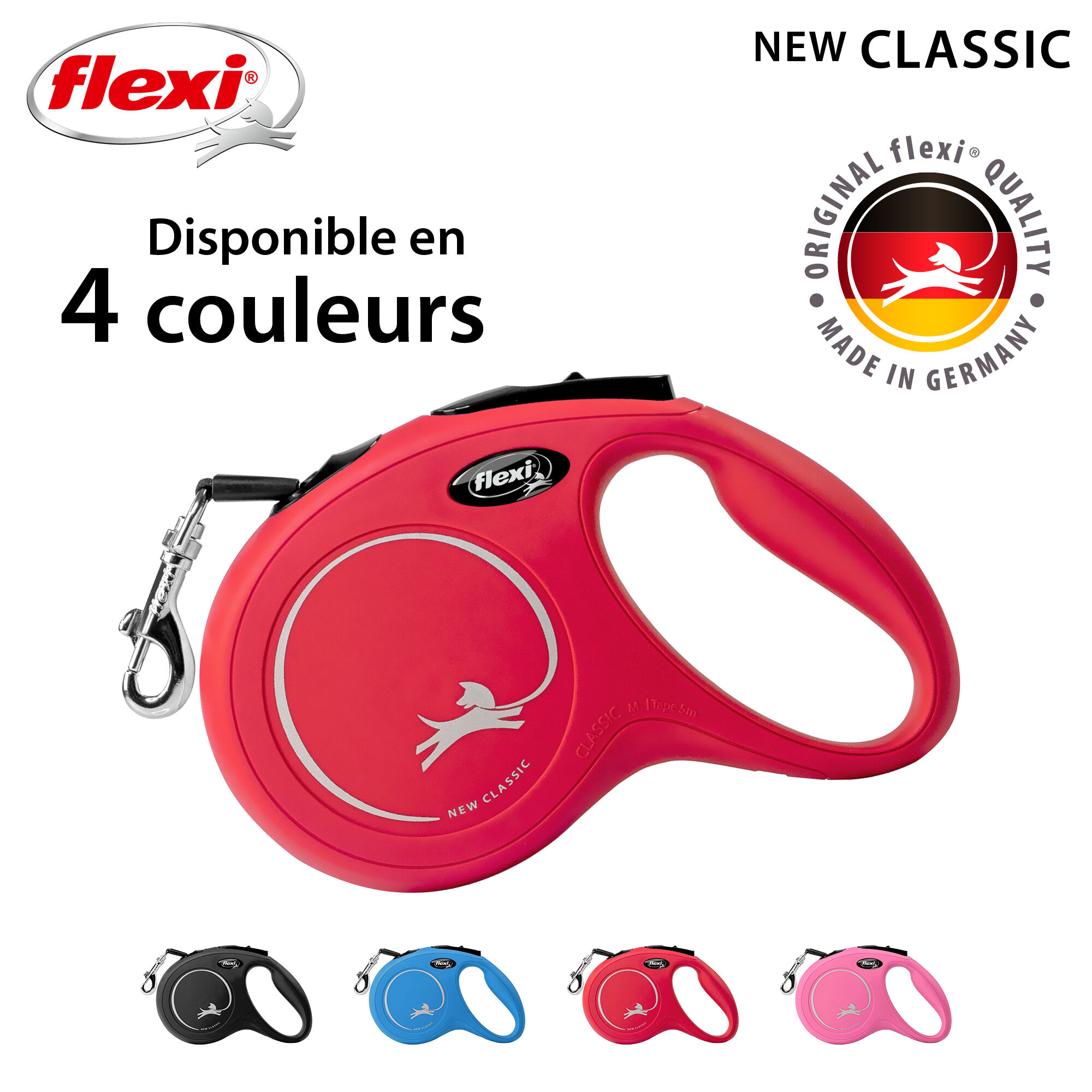 Flexi - Laisse &agrave; Enrouleur Classic Sangle Rouge pour Chiens - M (5m) Image num&eacute;ro 5