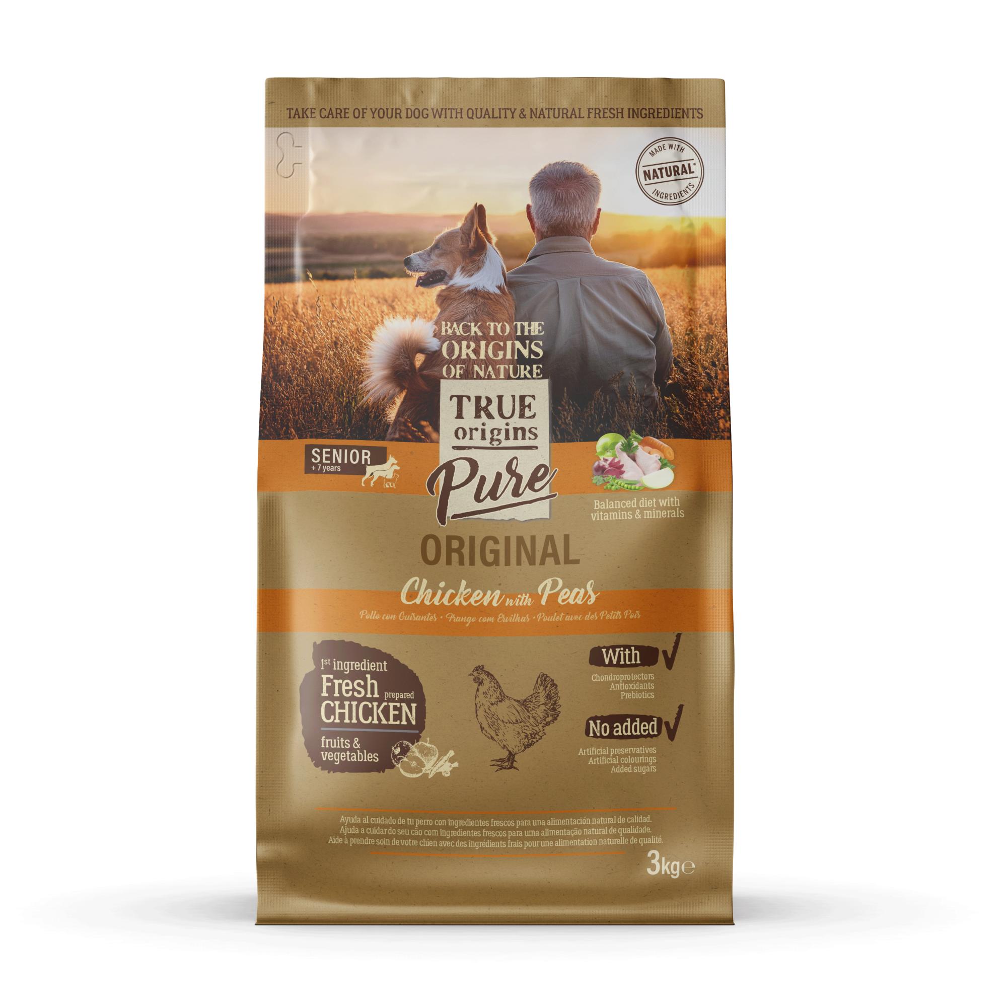 True Origins Pure - Croquettes Poulet et Pois pour Chien Senior - 3kg Image num&eacute;ro 1