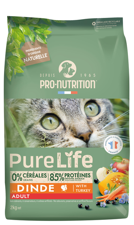 Pro-Nutrition - Croquettes Pure Life Chat Adult Dinde - 2kg image number null