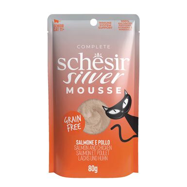 Schesir - Pâtée Silver Mousse Senior au Poulet et Saumon - 80g