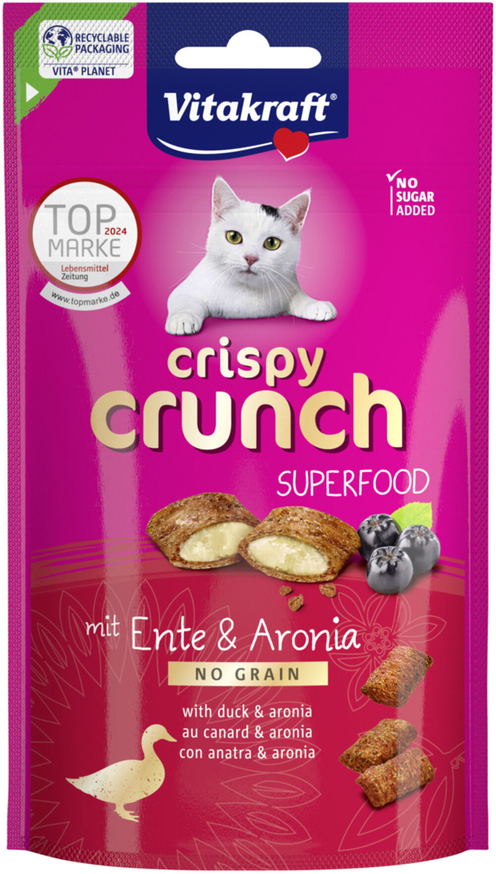 Vitakraft - Friandises Crispy Crunch Canard et Baies d'Aronia pour Chats - 60g Image num&eacute;ro 1