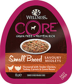 Wellness CORE - Repas Savoury Medleys Poulet et Dinde pour Chien Petite Race - 85g