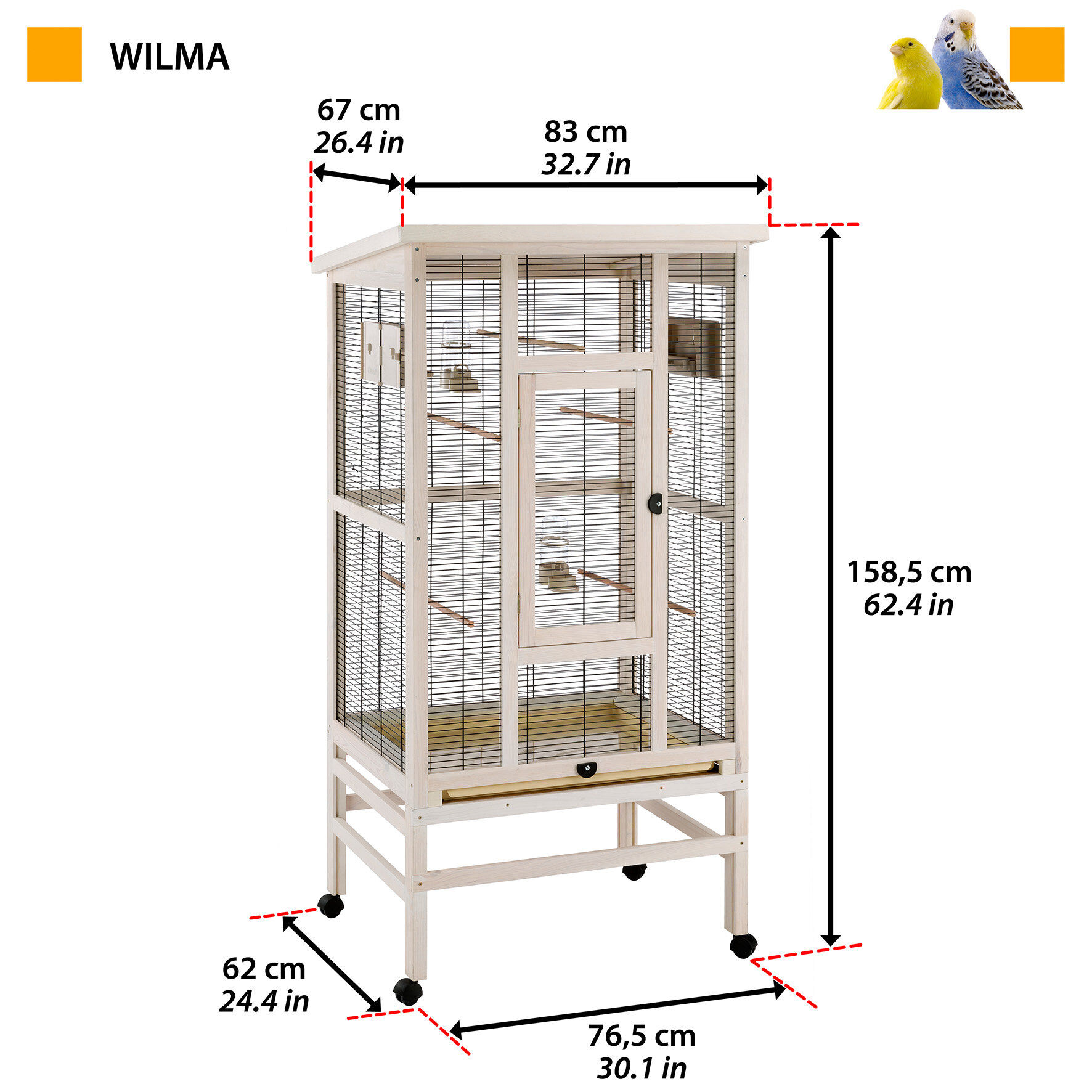 Ferplast - Voli&egrave;re Wilma pour Perruches et Oiseaux Exotiques - 67x83x158cm Image num&eacute;ro 4
