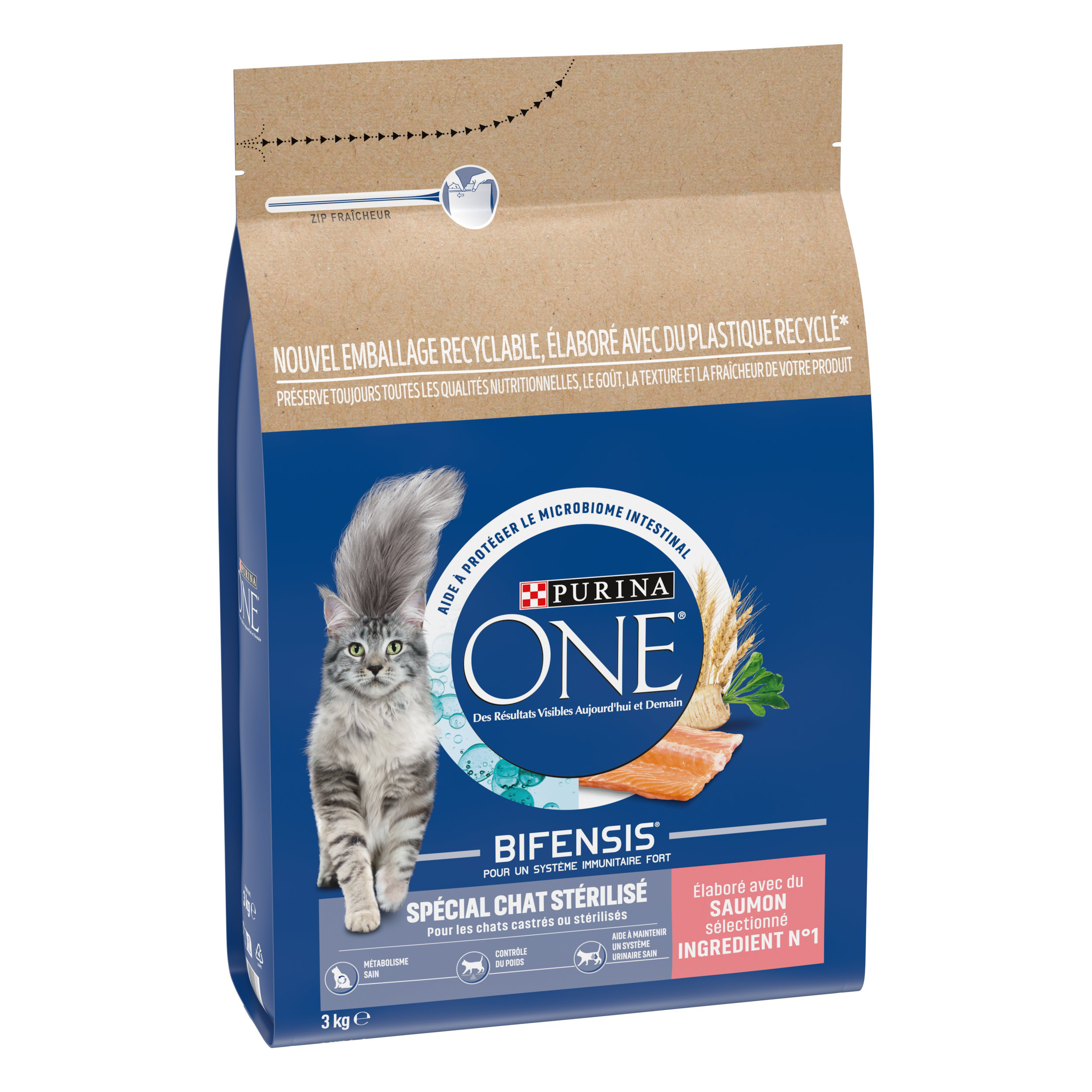 Purina One - Croquettes au Saumon et Bl&eacute; pour Chat Adulte St&eacute;rilis&eacute; - 3Kg Image num&eacute;ro 2