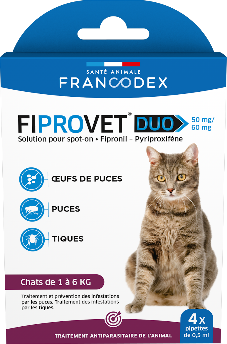 Francodex - Traitement Spot-On Fiprovet Duo pour Chat - 4x0,5ml Image num&eacute;ro 1