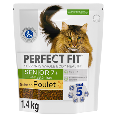 PERFECT FIT - Croquettes SENIOR 7+ au Poulet pour chat senior stérilisé - 1,4kg