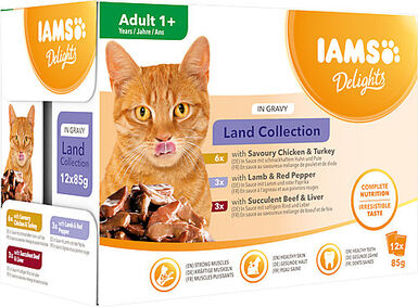 Iams - Sachets Humides Delights Terre "Land Collection" en Sauce Pour Chat