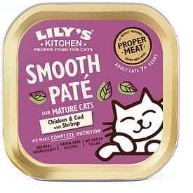 Lily's Kitchen - Pâtée Moelleuse Poulet Cabillaud et Crevette pour Chat Senior - 85g