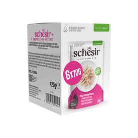 Schesir - Sachets Humides au Poulet avec Jambon en Gel&eacute;e pour Chats - 6x70g