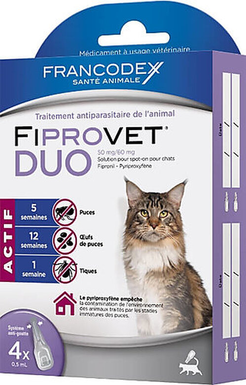 Francodex - Traitement Spot-On Fiprovet Duo pour Chat - 4x0,5ml image number null