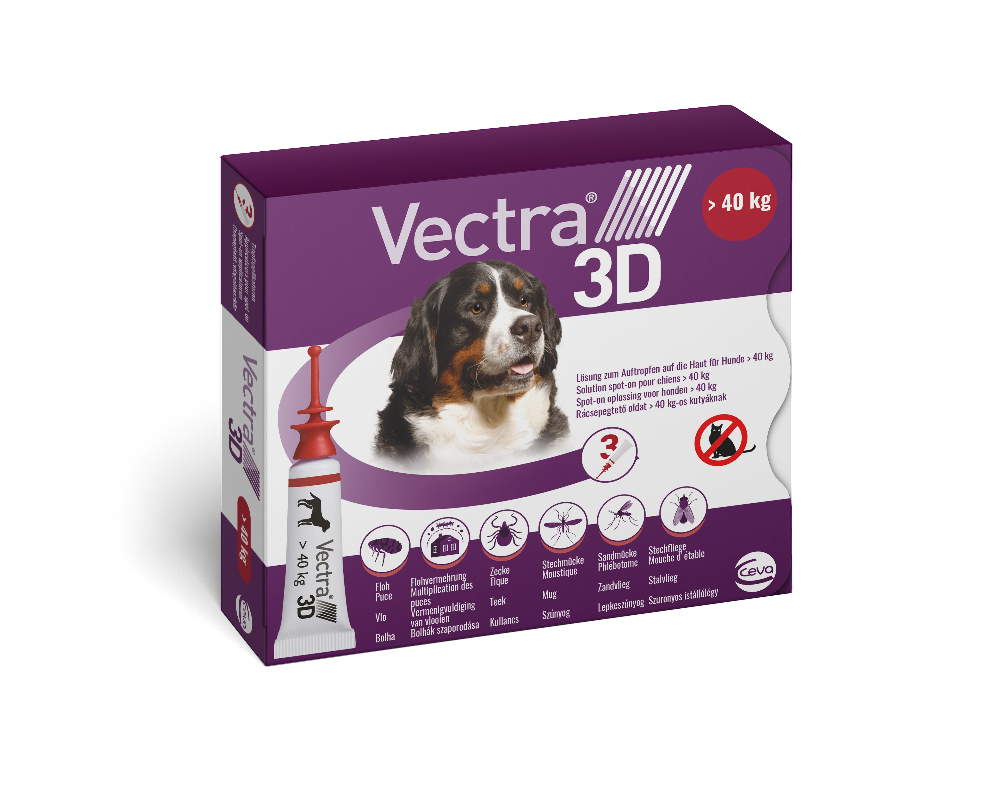 Ceva - Pipettes Antiparasitaires Vectra 3D +40Kg pour Chiens - x3 Image num&eacute;ro 1