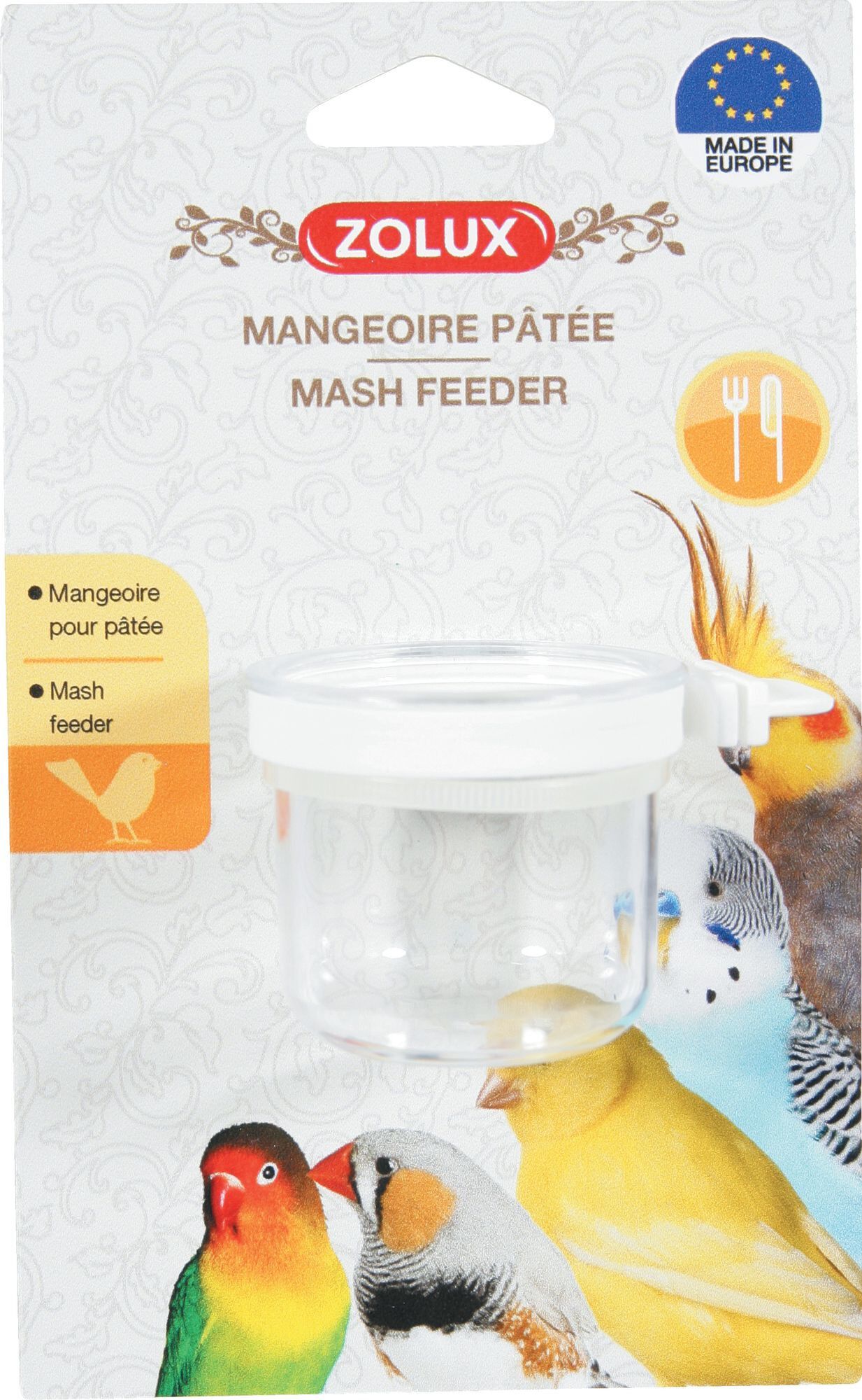 Zolux - Mangeoire &agrave; P&acirc;t&eacute;e Transparente pour Oiseaux Image num&eacute;ro 1