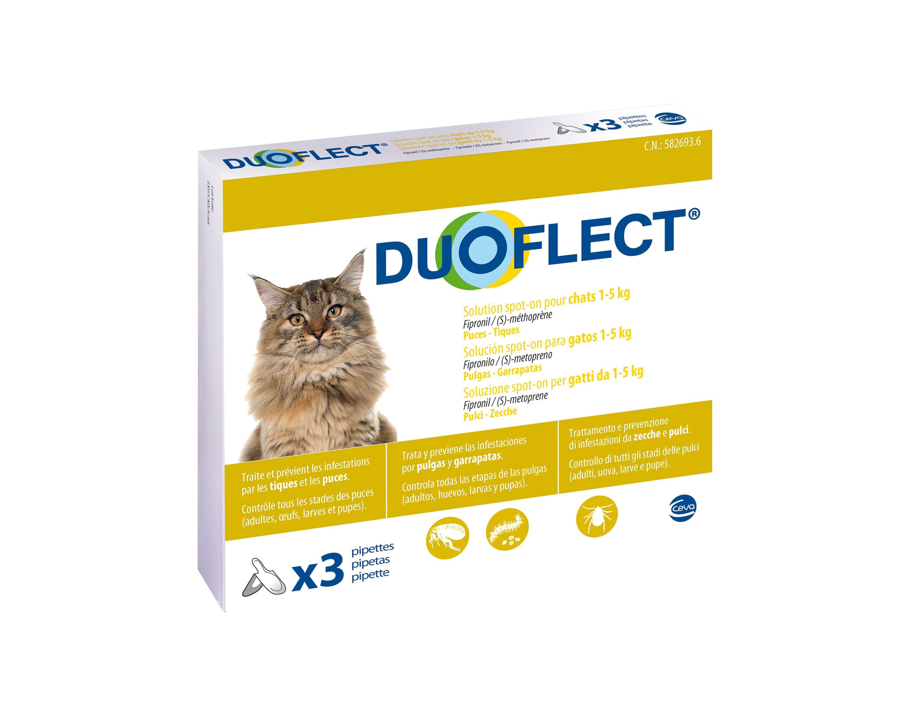 Duoflect - Pipettes Antiparasitaire de 1 &agrave; 5Kg pour Chat - x3 Image num&eacute;ro 1