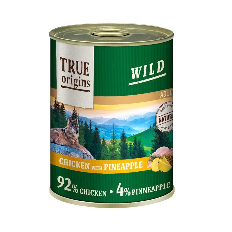 True Origins Wild - P&acirc;t&eacute;e au Poulet & Ananas pour Chiens Adultes - 400G Image num&eacute;ro 1