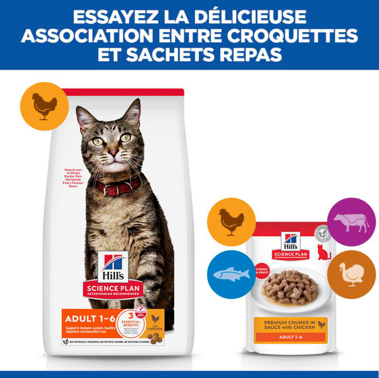 Hill's Science Plan - Adult Croquettes Pour Chat Au Poulet  -  1,5kg Image numéro 14 Hill's Science Plan - Adult Croquettes Pour Chat Au Poulet  -  1,5kg Image numéro 14
