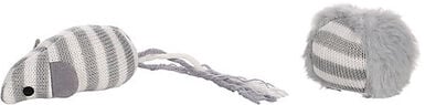 Flamingo - Jouet Faci Souris + Balle Rayé pour Chats - Gris