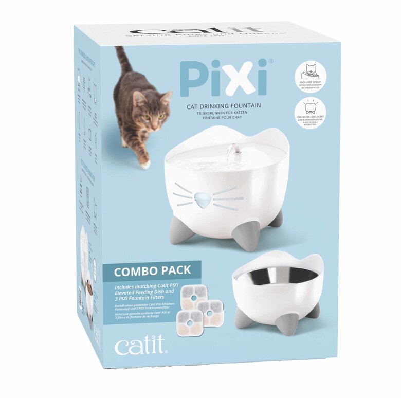 Catit - Kit Fontaine et Mangeoire Pixi Combo pour Chats - Blanc Image numéro 1 Catit - Kit Fontaine et Mangeoire Pixi Combo pour Chats - Blanc Image numéro 1