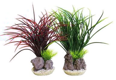 Tyrol - Décoration Plantes Rocher naturel + Support pour Aquarium - 30cm