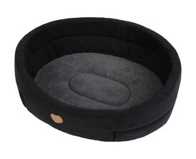 Animalis - Corbeille Tissus Suédine Noir et Gris pour Chien - T5