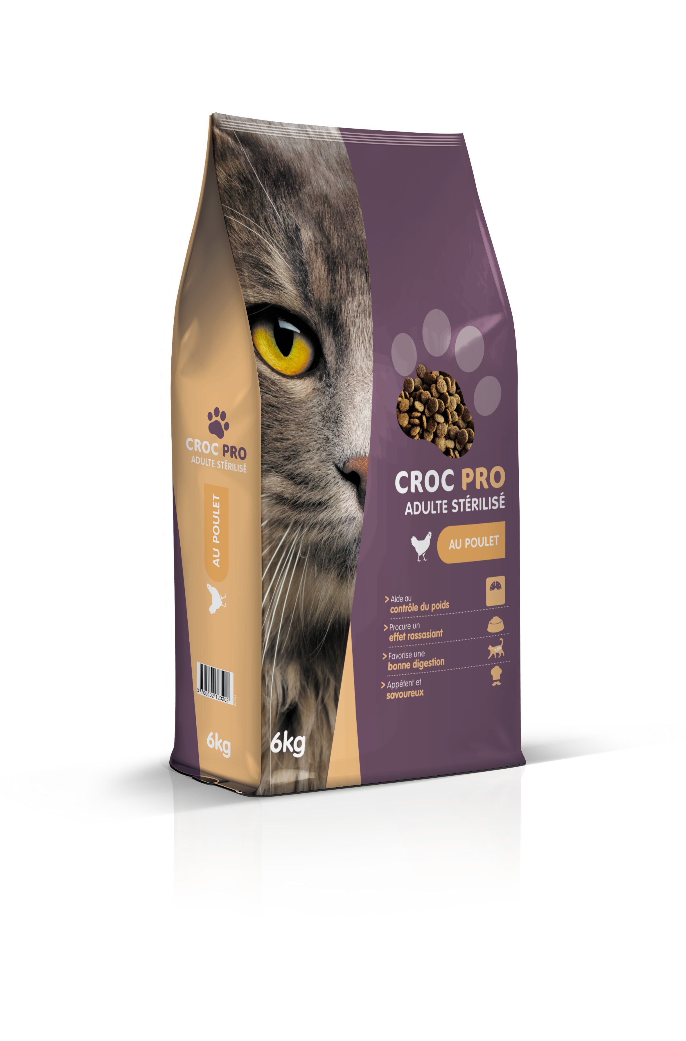 Croc Pro - Croquettes Chat Adulte St&eacute;rilis&eacute; au Poulet - 6kg Image num&eacute;ro 1