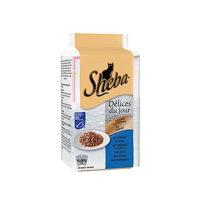 Sheba - Sachets Délices du Jour en Sauce aux Poissons pour Chat - 6x50g