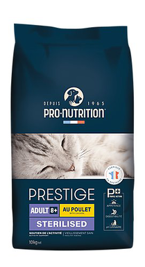 Pro-nutrition - Croquettes Prestige Adult 8+ Sterilised au Poulet pour Chats - 10Kg