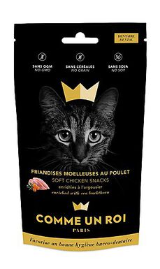 Comme Un Roi - Friandises Hygiène Dentaire au Poulet et Argousier pour Chat - 50g