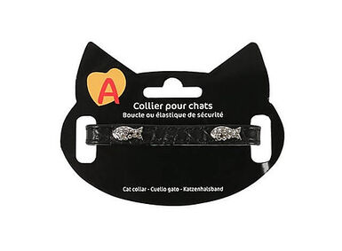 Animalis - Collier Fantaisie Poisson pour Chat - Noir