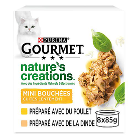 GOURMET - Pâtée Nature's Creation Multipack Au Poulet et Dinde pour Chats - 8X85g