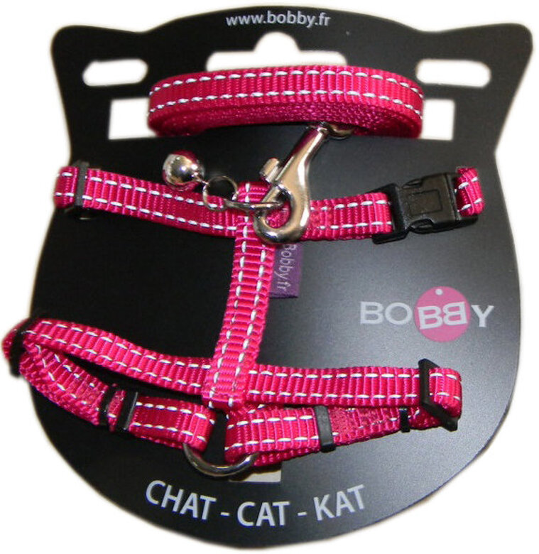 Bobby - Kit Harnais + Laisse SAFE pour Chat - Fuchsia Image numéro 1 Bobby - Kit Harnais + Laisse SAFE pour Chat - Fuchsia Image numéro 1