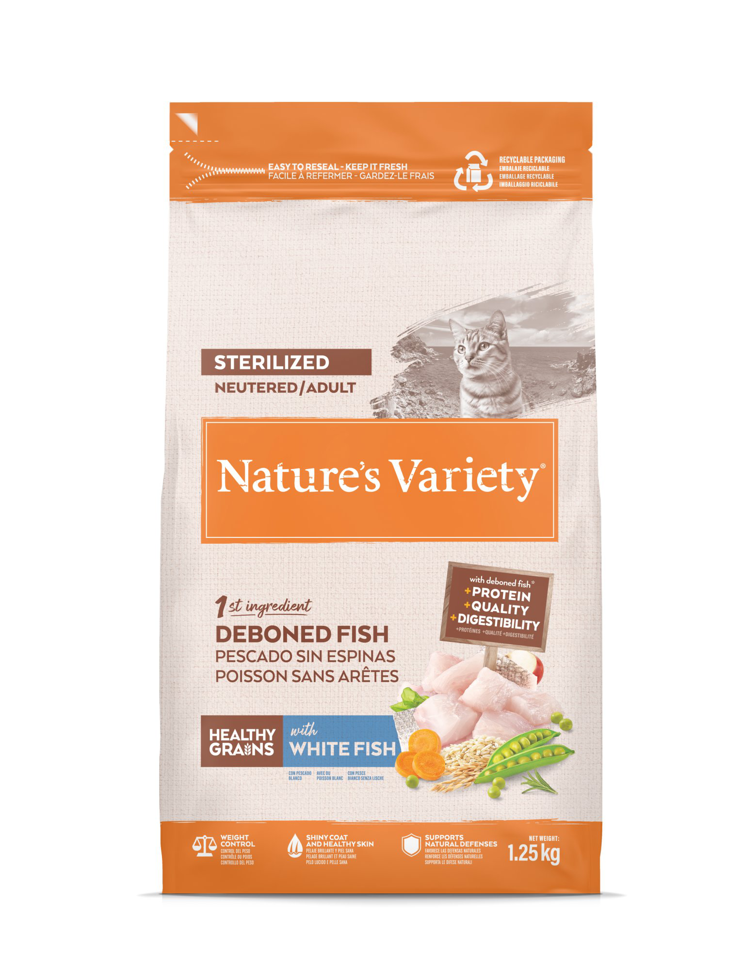 Nature's Variety - Croquettes Healthy Grains St&eacute;rilis&eacute; Au Poissons Blancs Pour Chats - 1,25kg Image num&eacute;ro 2