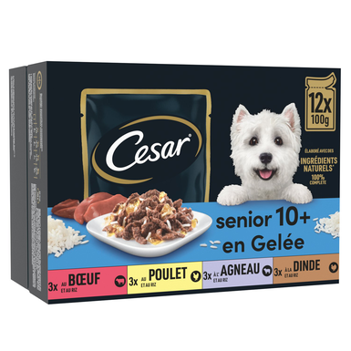 Cesar - Sachets Fraîcheur en Gelée pour Chien Senior - 12x100 GR