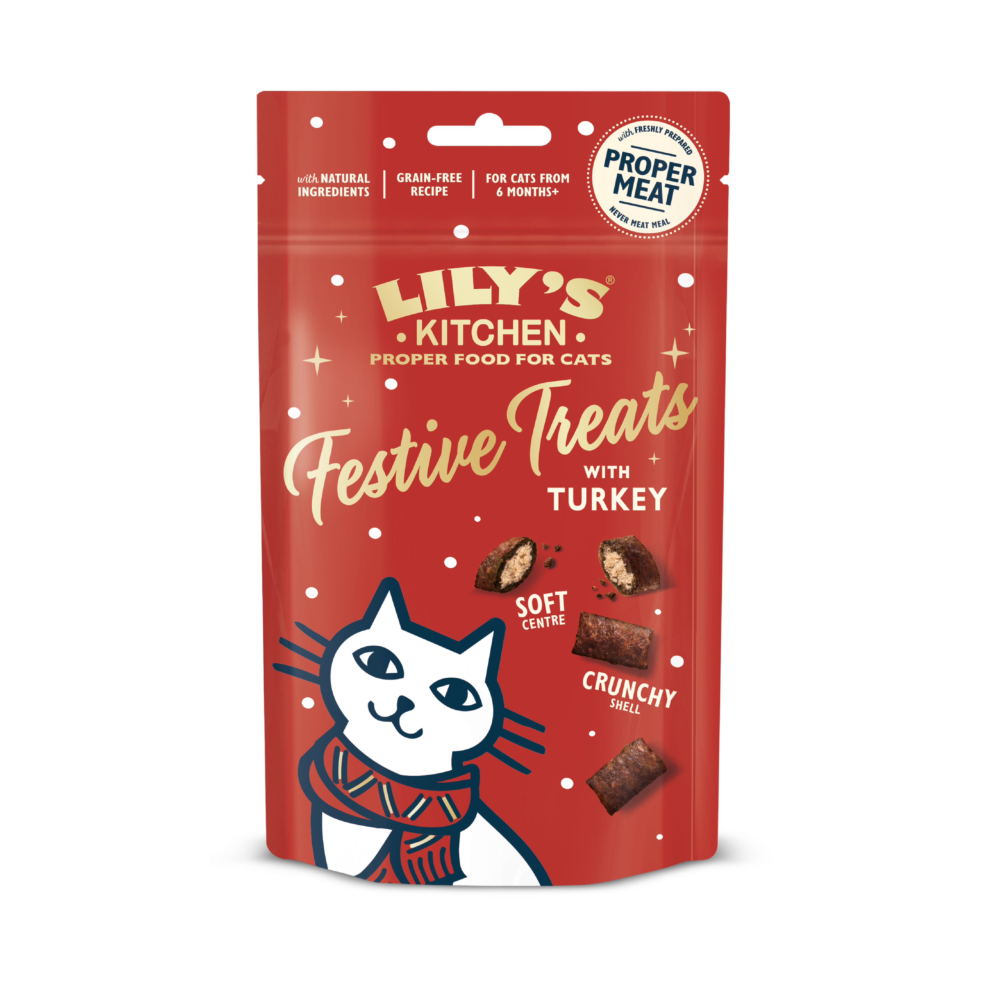 Lily's Kitchen - Friandises de No&euml;l Festive Treats &agrave; la Dinde pour Chats - 60g Image num&eacute;ro 1