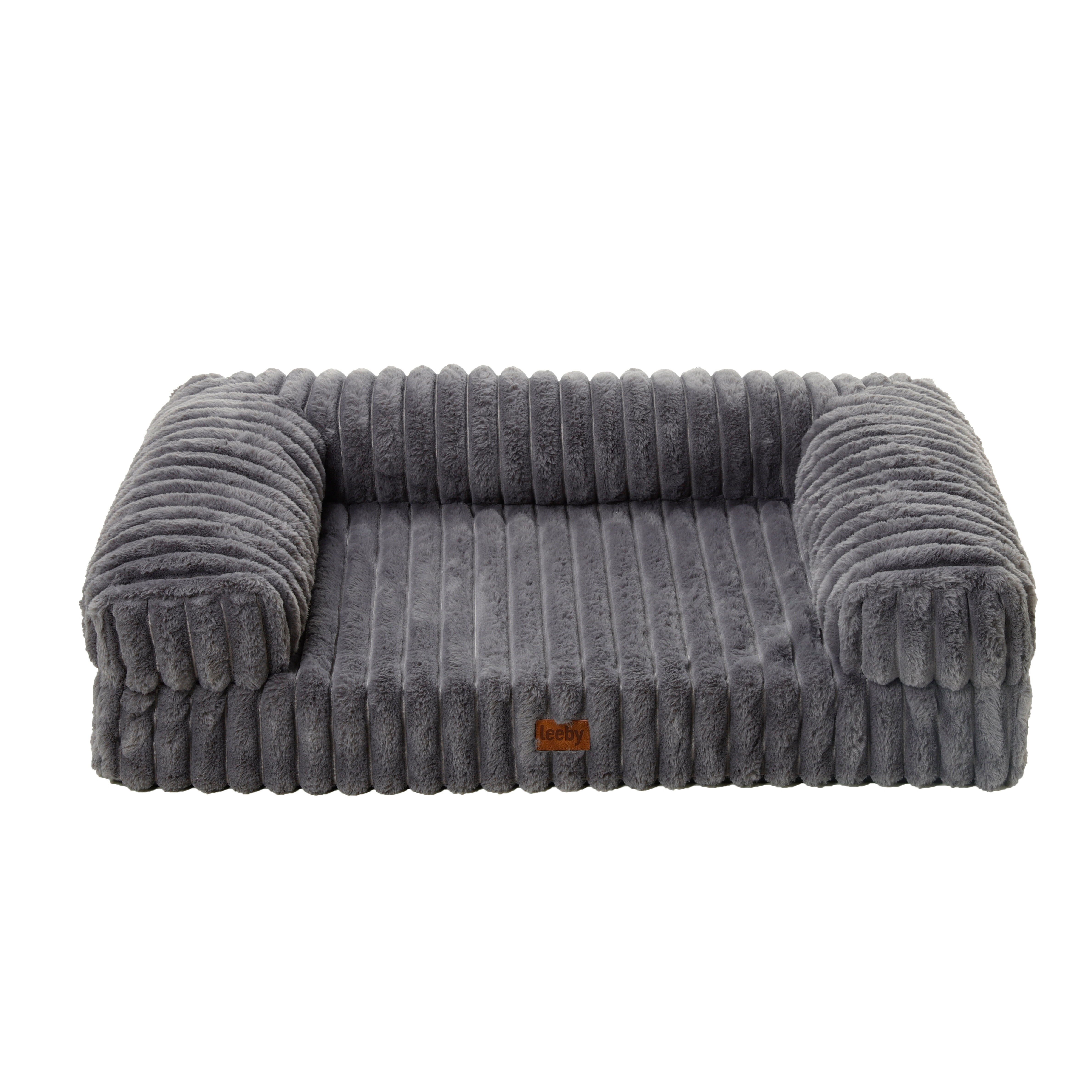 Leeby - Sofa en Velours C&ocirc;tel&eacute; pour Chien - Gris Image num&eacute;ro 2